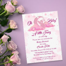 Invitación de Baby Shower Hada Pequeña Rosa en Nub