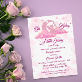 Invitación de Baby Shower Hada Pequeña Rosa en Nub