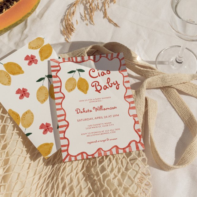Invitación de Baby Shower Hello Baby Lemon (Whimsical Lemon Baby Shower Invite)