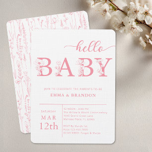 Invitación de Baby Shower Hello Baby Wildflower Ba