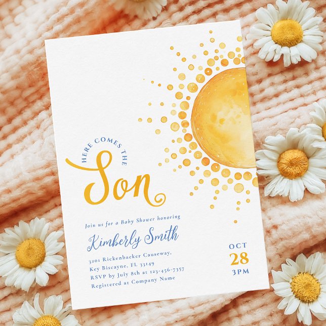 Invitación de Baby Shower Here Comes the Son Baby (Subido por el creador)