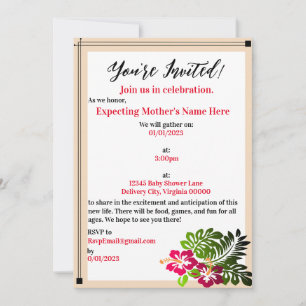 Invitación de Baby Shower Hibiscus Flowers