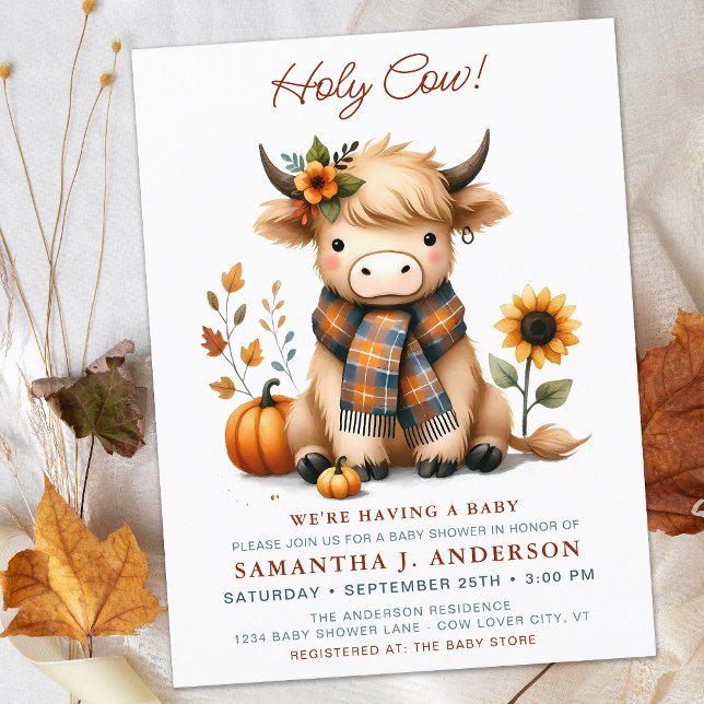 Invitación de Baby Shower Highland Cow Otumn Cute  (Subido por el creador)