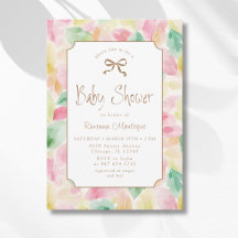 Invitación de Baby Shower Hojas Acuarela Rubor Mos
