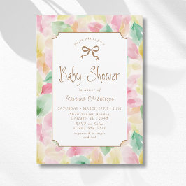 Invitación de Baby Shower Hojas Acuarela Rubor Mos