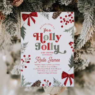 Invitación de Baby Shower Holly Jolly