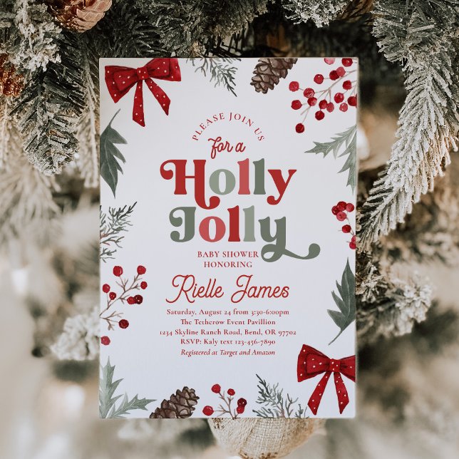 Invitación de Baby Shower Holly Jolly (Subido por el creador)
