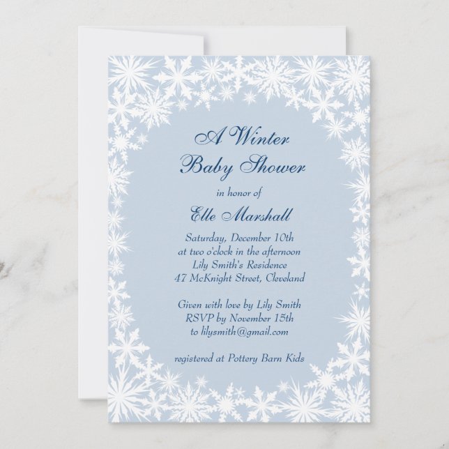 Invitación de Baby Shower Icy Blue a Winter (Anverso)