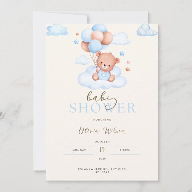 Invitación de Baby Shower, invitaciones para bebés (Anverso)