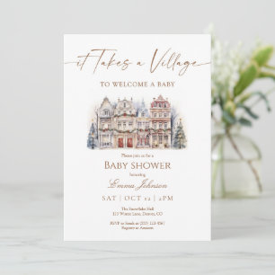 Invitación de Baby Shower "It Takes a Village"