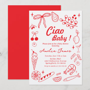 Invitación de baby shower italiana Ciao Baby dibuj