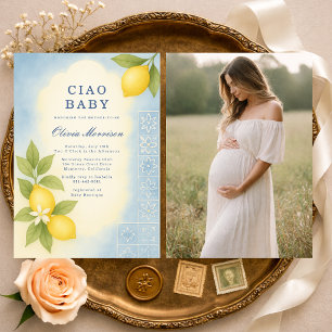 Invitación de Baby Shower Italiana con Foto de Cia