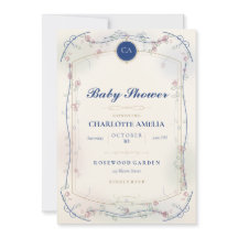 Invitación de Baby Shower Jardín Azul Francés