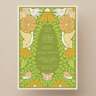 Invitación de Baby Shower Jardín Botánico Verde