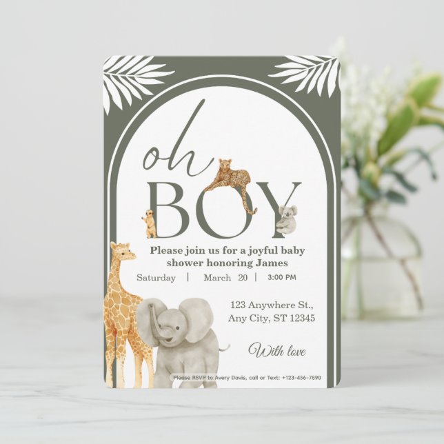 Invitación de Baby Shower Jungle Safari (Anverso de pie)