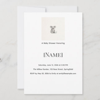Invitación de baby shower Koala Mini editable