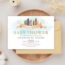 Invitación de Baby Shower Libros y Brunch