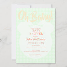Invitación de baby shower Light Green Bear Orange 