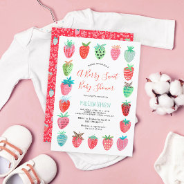 Invitación de Baby Shower linda | Roja | Fresa
