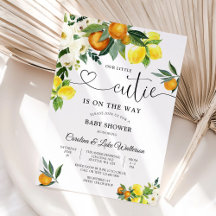 Invitación de Baby Shower Little Cutie Citrus