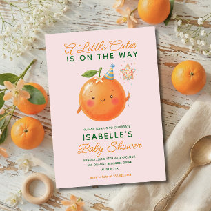 Invitación de Baby Shower Little Cutie Naranja Cít