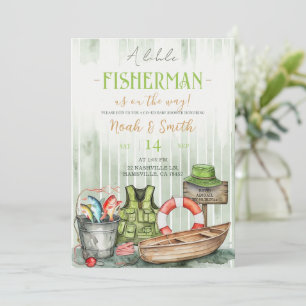 Invitación de Baby Shower Little Fisherman Ru Ve