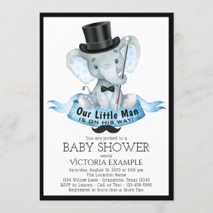 Invitación de Baby Shower Little Man Dapper Elepha
