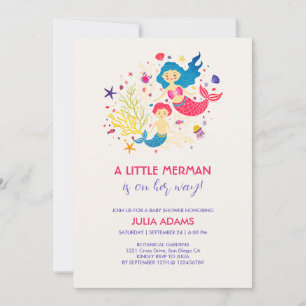 Invitación de baby shower Little Merman Sea Breeze