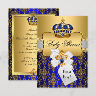 Invitación de baby shower Little Prince Corona Azu