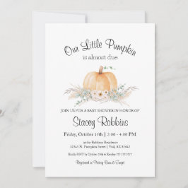 Invitación de Baby Shower Little Pumpkin