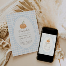 Invitación de Baby Shower Little Pumpkin Blue Boys