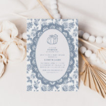 Invitación de Baby Shower Little Pumpkin Blue Toil