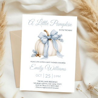 Invitación de Baby Shower Little Pumpkin Dusty Blu