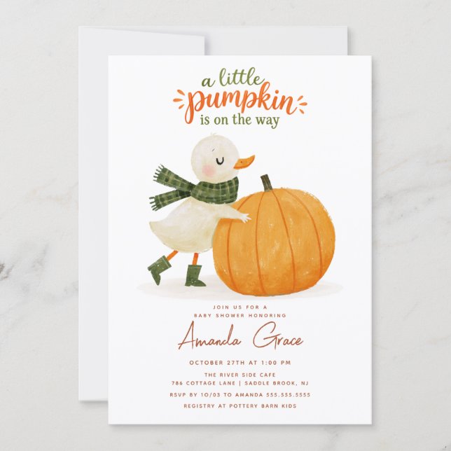 Invitación de Baby Shower Little Pumpkin Fall (Anverso)