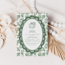 Invitación de Baby Shower Little Pumpkin Green Toi