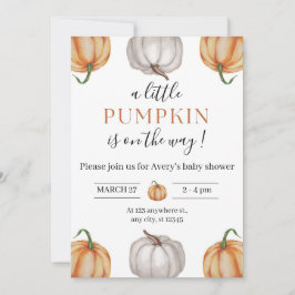 Invitación de Baby Shower Little Pumpkin Is On The