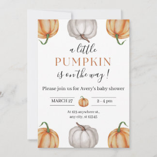 Invitación de Baby Shower Little Pumpkin Is On The