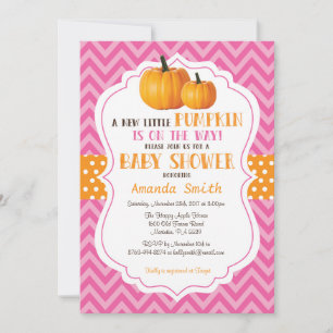 Invitación de Baby Shower Little Pumpkin Pink Chev
