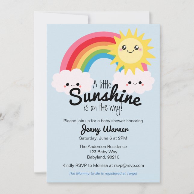 Invitación de Baby Shower Little Sunshine (Anverso)