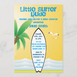 Invitación de Baby Shower Little Surfer Dude