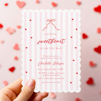 Invitación de Baby Shower Little Sweetheart Bow