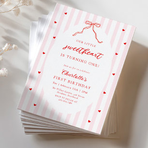 Invitación de Baby Shower Little Sweetheart Bow