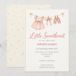 Invitación de Baby Shower Little Sweetheart Clothe