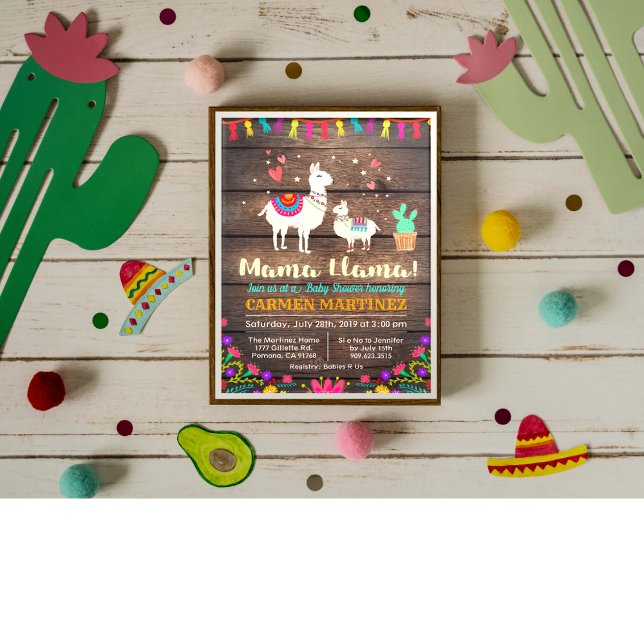 Invitación de Baby Shower Llama Floral (Subido por el creador)