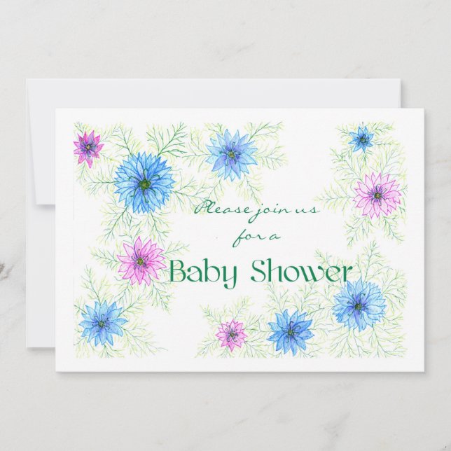 Invitación de Baby Shower 'Love-in-a-mist' (Anverso)