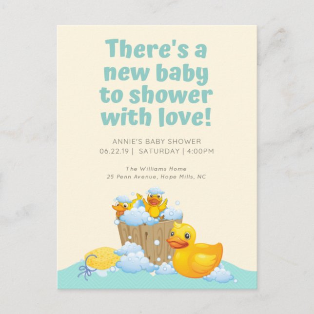 Invitación de Baby Shower Lovely Rubber Ducky (Anverso)