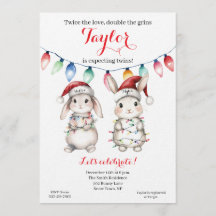 Invitación de Baby Shower Luces Navideñas para Gem