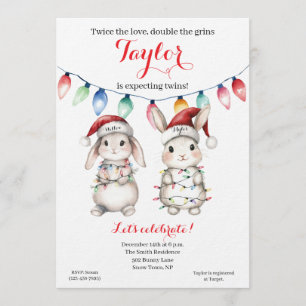 Invitación de Baby Shower Luces Navideñas para Gem