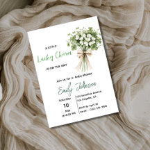 Invitación de Baby Shower Lucky Charm Verde Trébol