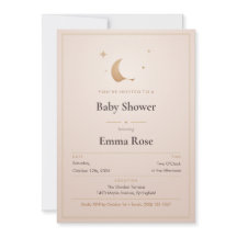 Invitación de Baby Shower Luna y Estrellas, Rubor
